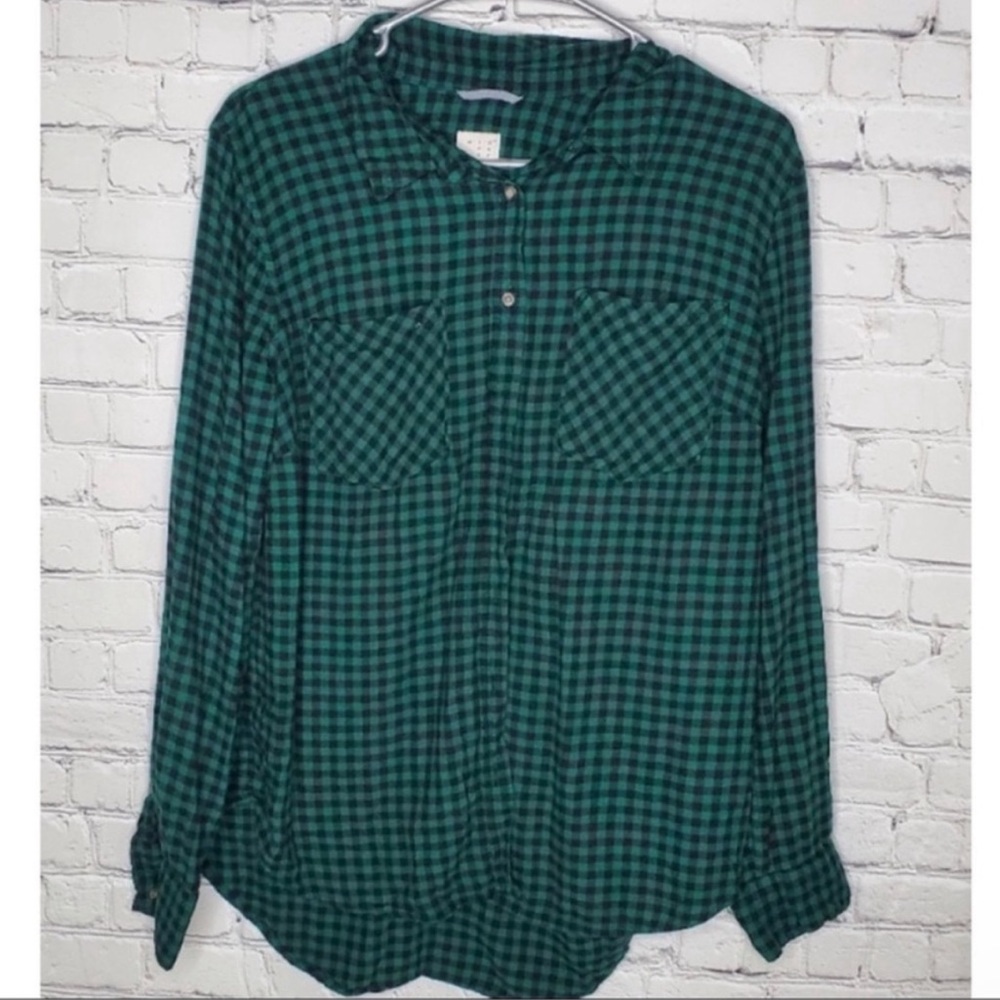 a new day Green Plaid Button Down Shirt